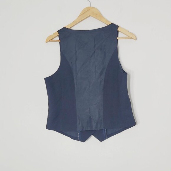 RW&CO. Women's Black Front Pockets Sleeveless Button Front Waistcoat Size Large - Picture 2 of 8